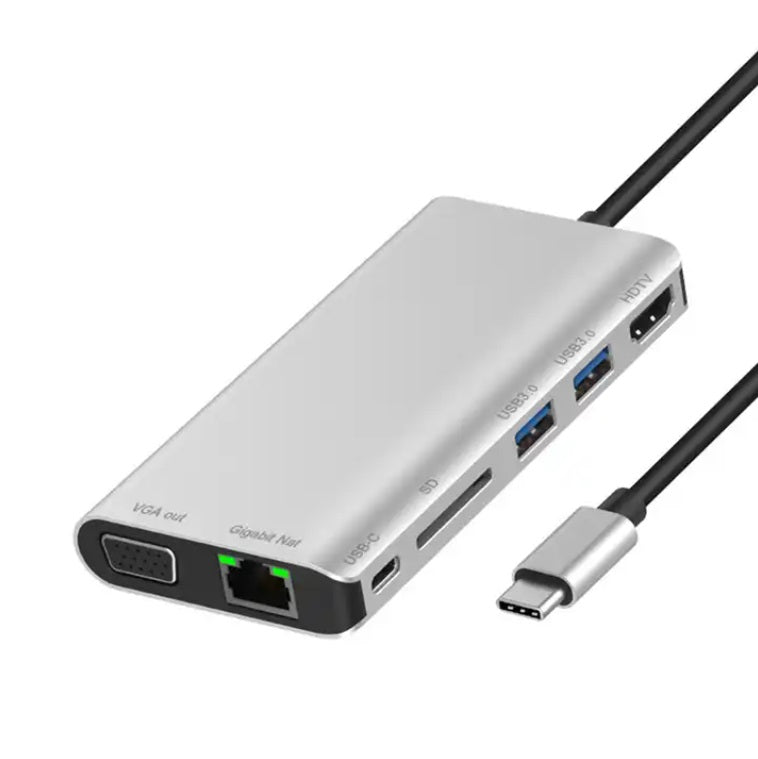 8-in-1 USB-C Dock Station – 4K HDMI, VGA, RJ45, USB 3.0, SD and more