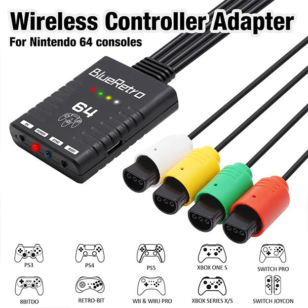 Wireless Controller Adapter für Nintendo 64 – Kompatibel mit PS, Xbox, Switch und 8bitdo