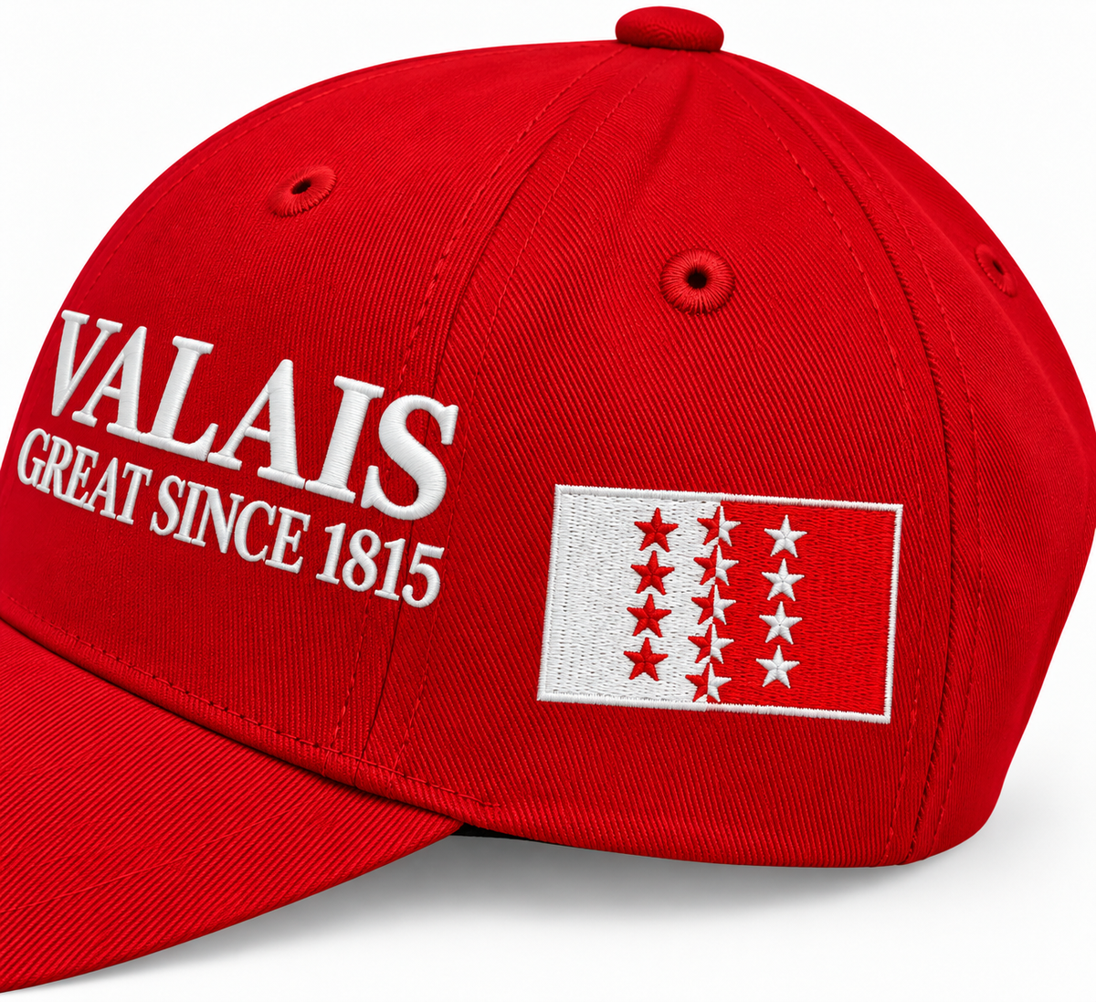 Valais-Cap GREAT SINCE 1815 – Rot mit Stickmotiv