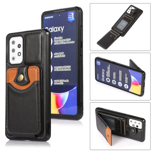 Coque Portefeuille en Cuir PU Pour Samsung Galaxy A52 5G Noir