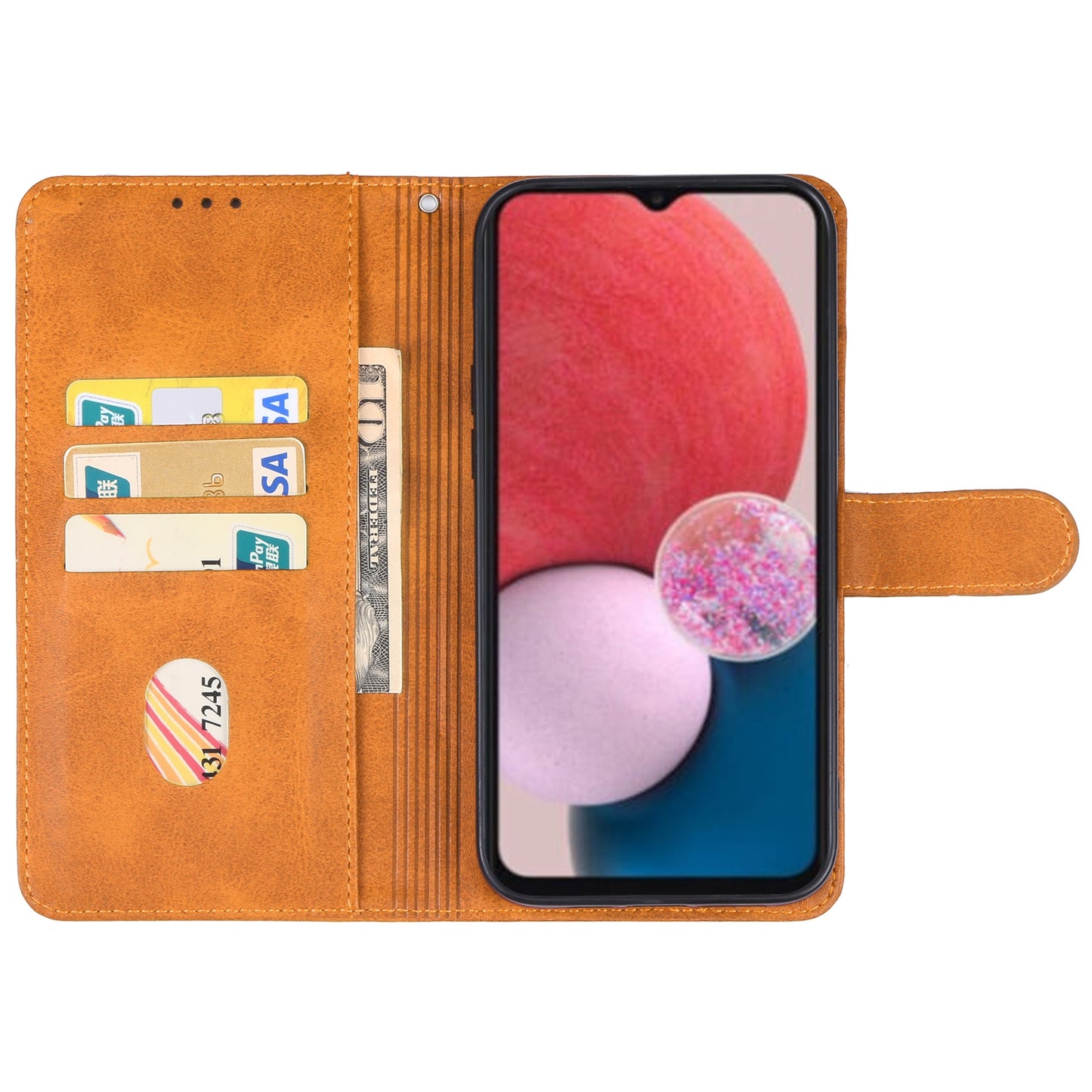 Samsung Galaxy A14 5G Hülle Braun - PU Leder Magnetische Geldbörse