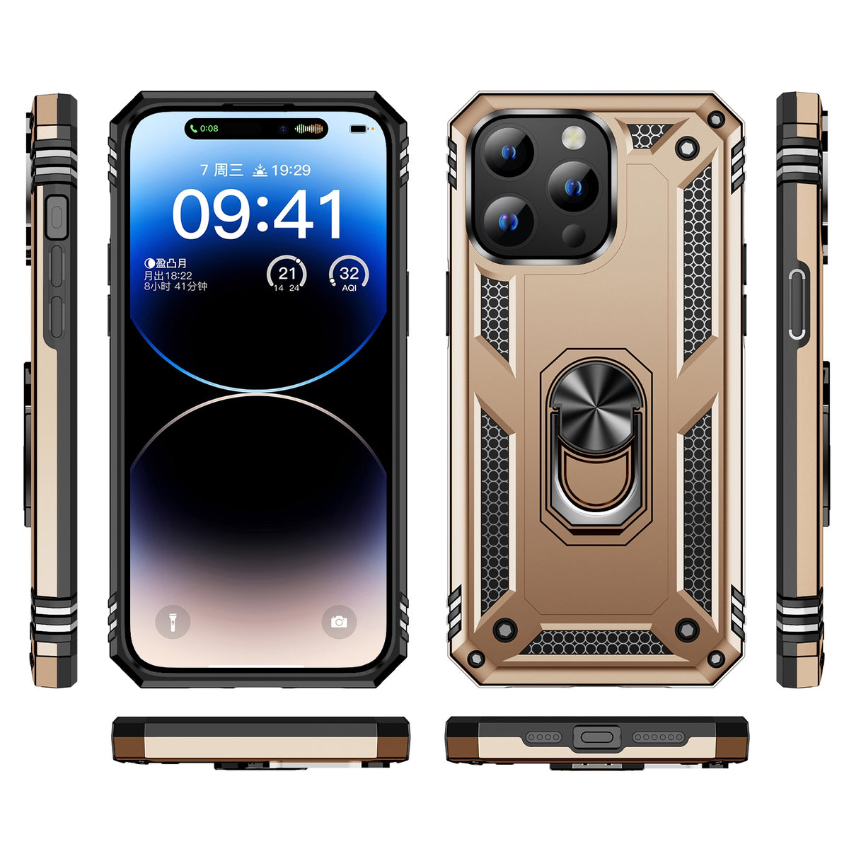 Coque antichoc avec support rotatif pour iPhone 15 Plus – vue 2