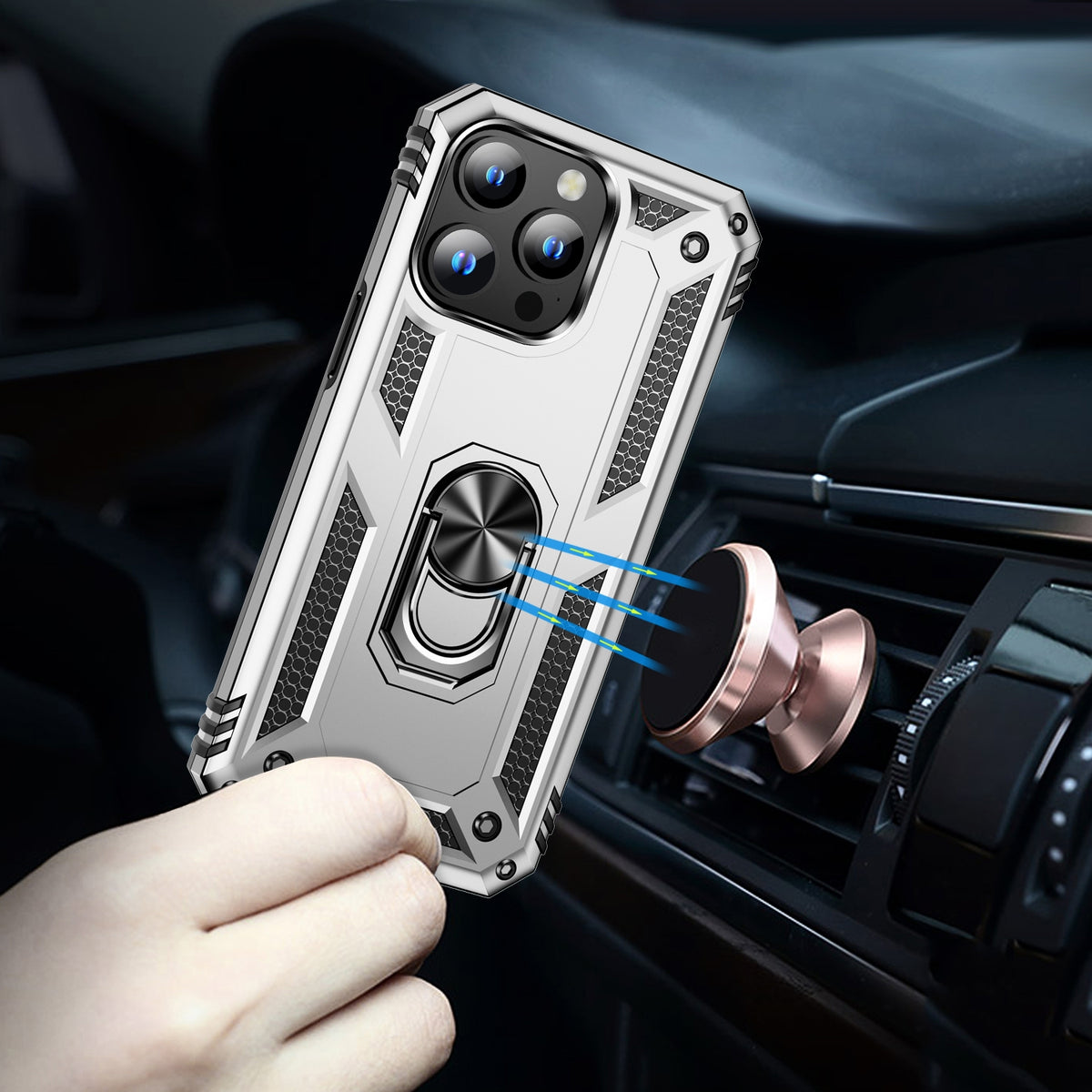 Coque antichoc avec support rotatif pour iPhone 15 Plus – vue 3