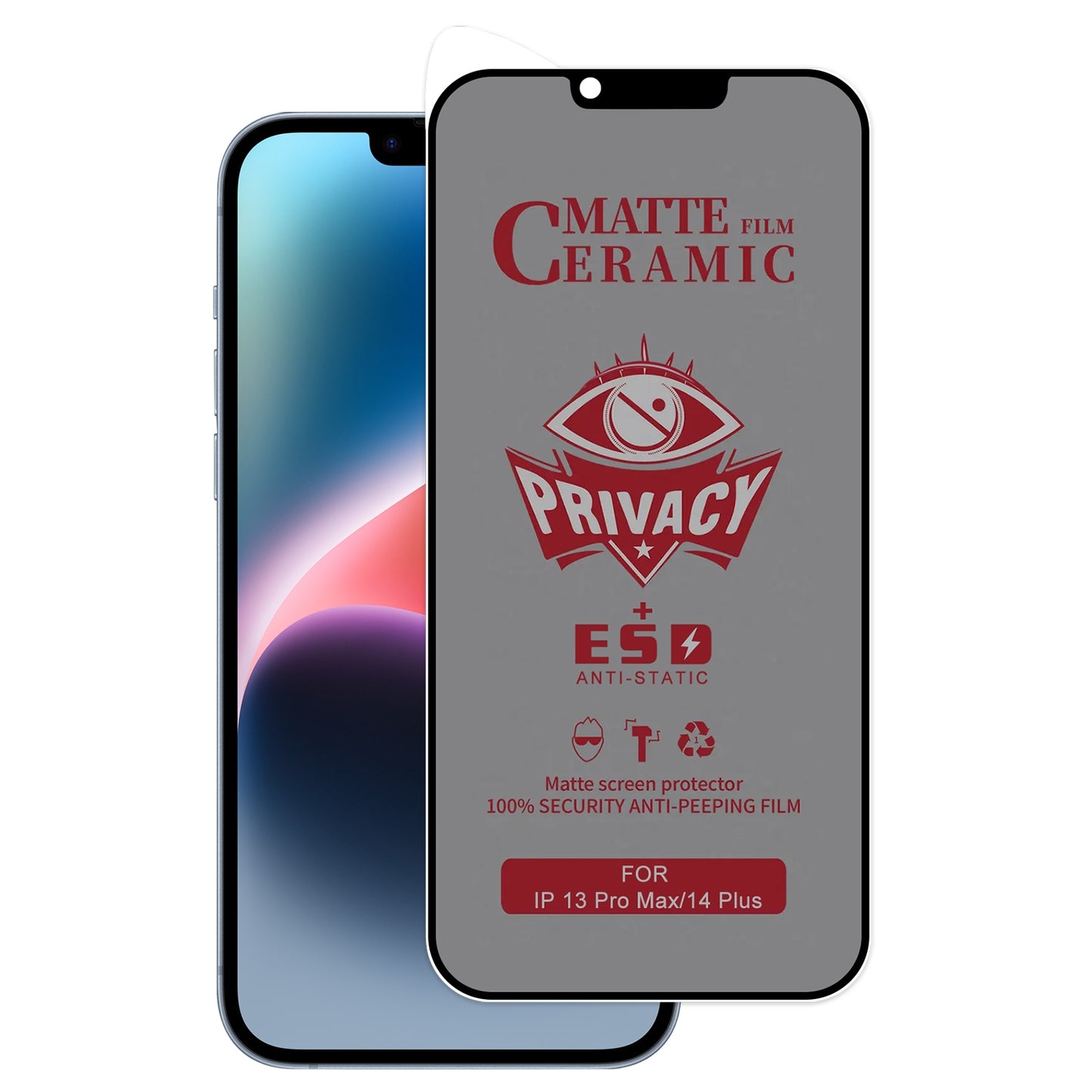 Protection d’écran confidentialité iPhone 14 Pro Max – Verre trempé anti-espion
