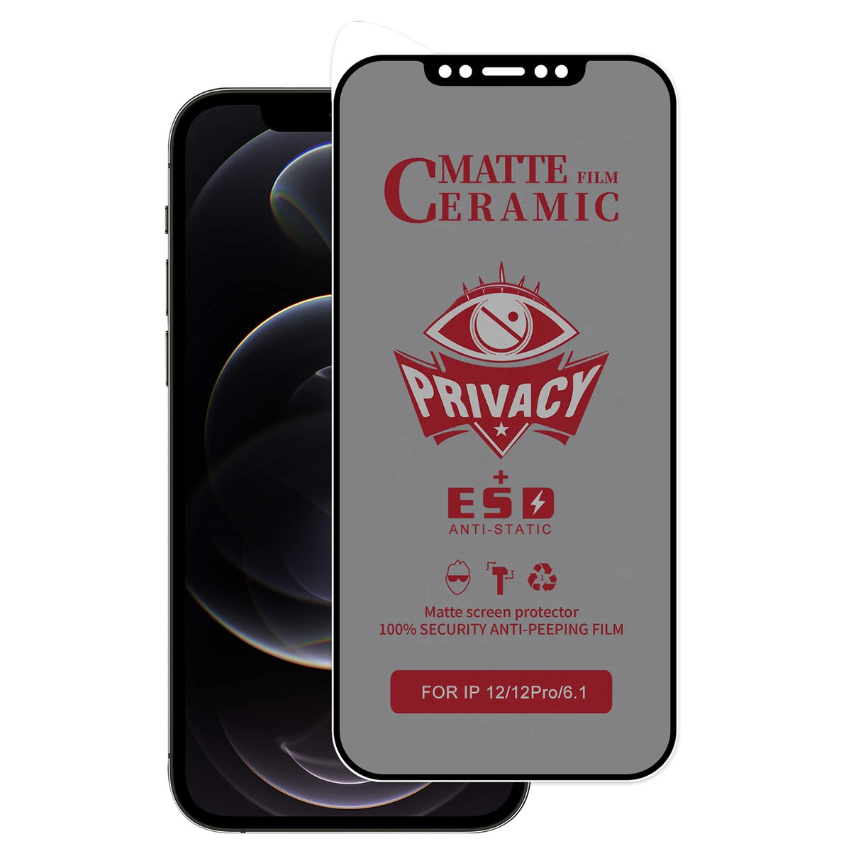 Verre trempé anti-espion pour iPhone 12 série