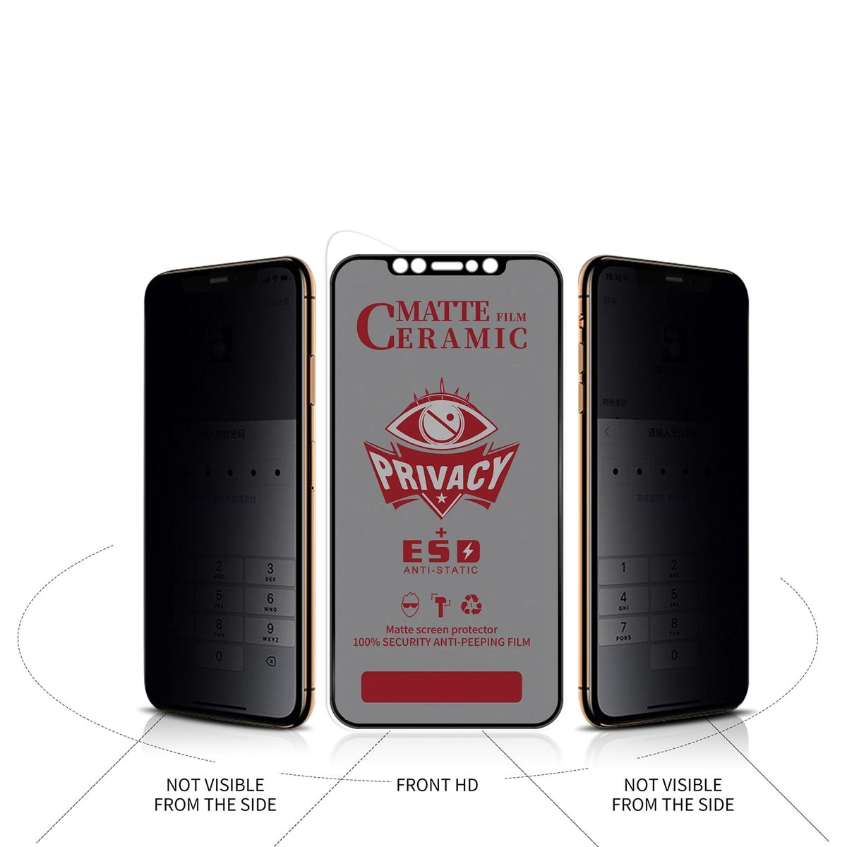 Verre trempé anti-espion pour iPhone 16 série – vue 3