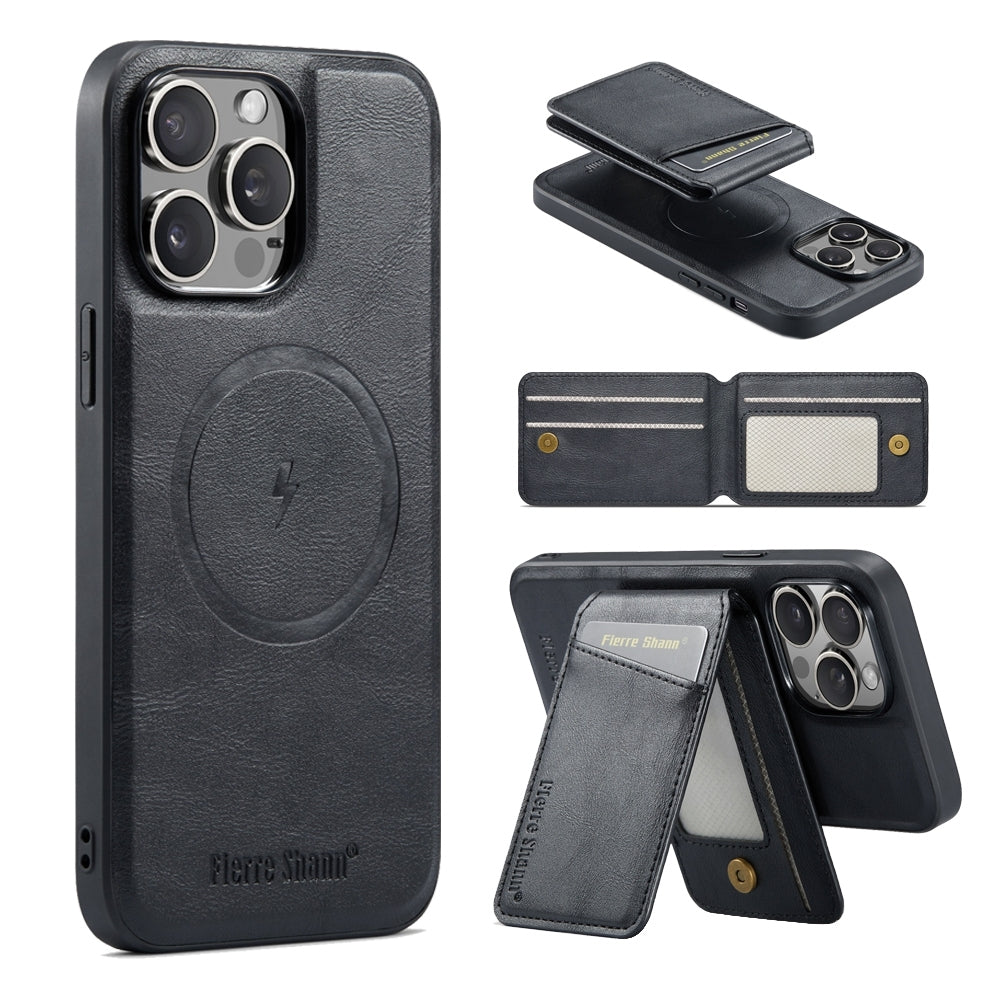 Étui à rabat magnétique en cuir pour iPhone