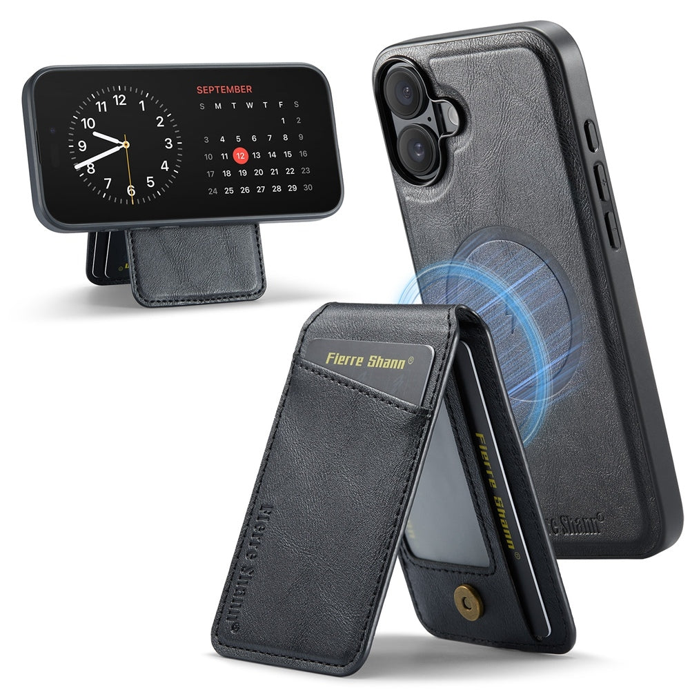 Étui à rabat magnétique en cuir pour iPhone 16 Plus