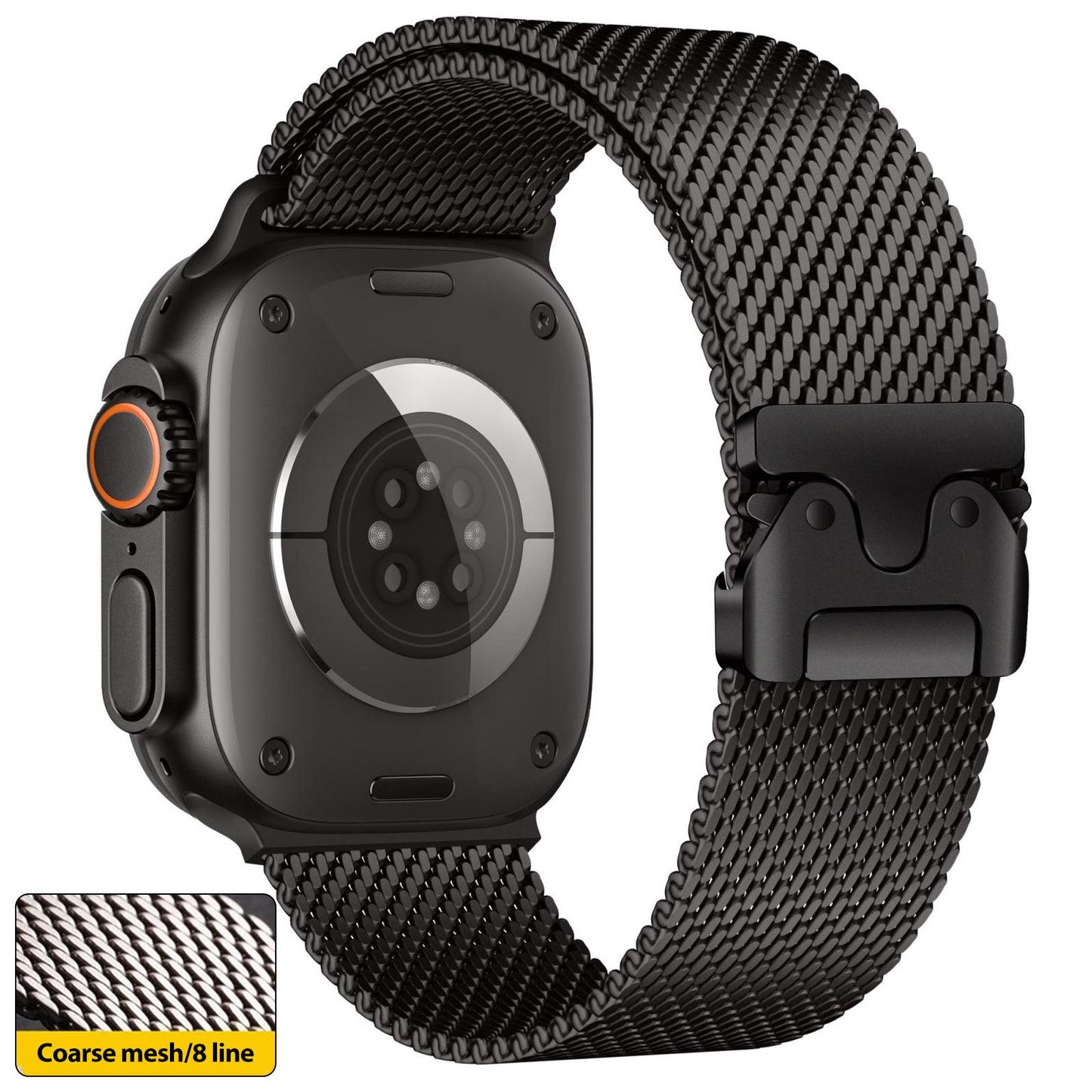 Bracelet en acier inoxydable milanais pour Apple Watch 46 mm/49 mm/45 mm/44 mm