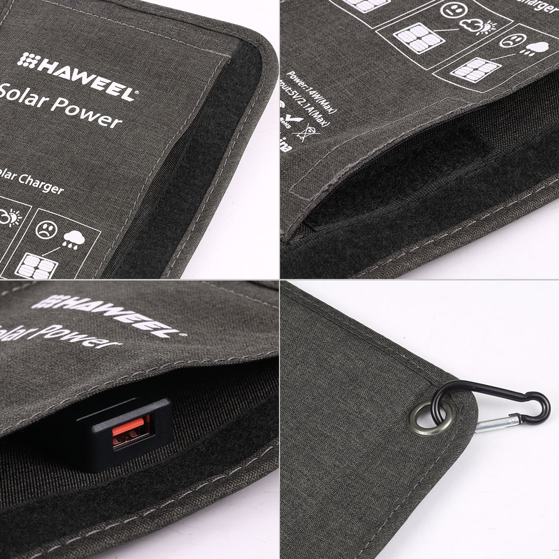 14W faltbares Solarladegerät – Haweel Dual USB 5V/2,4A