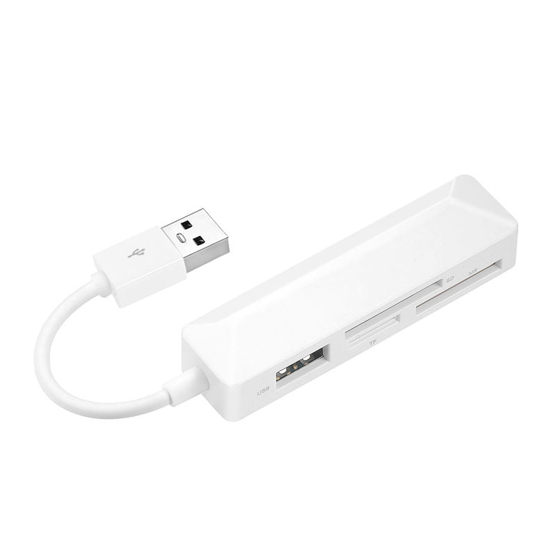 Lecteur de cartes mémoire USB 4-en-1 avec hub – CF, SD, MicroSD, MS