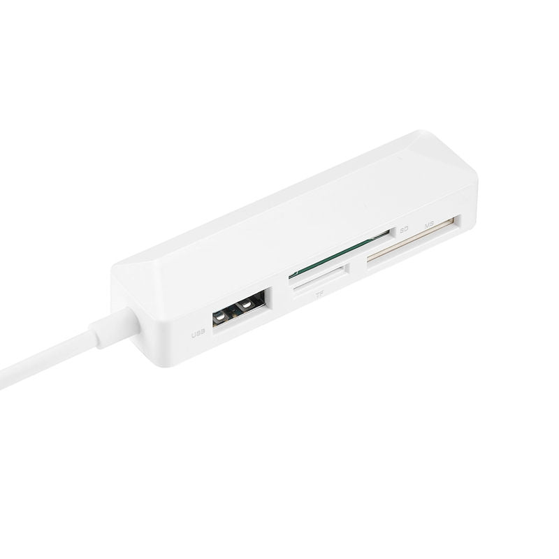 Lecteur de cartes mémoire USB 4-en-1 avec hub – CF, SD, MicroSD, MS