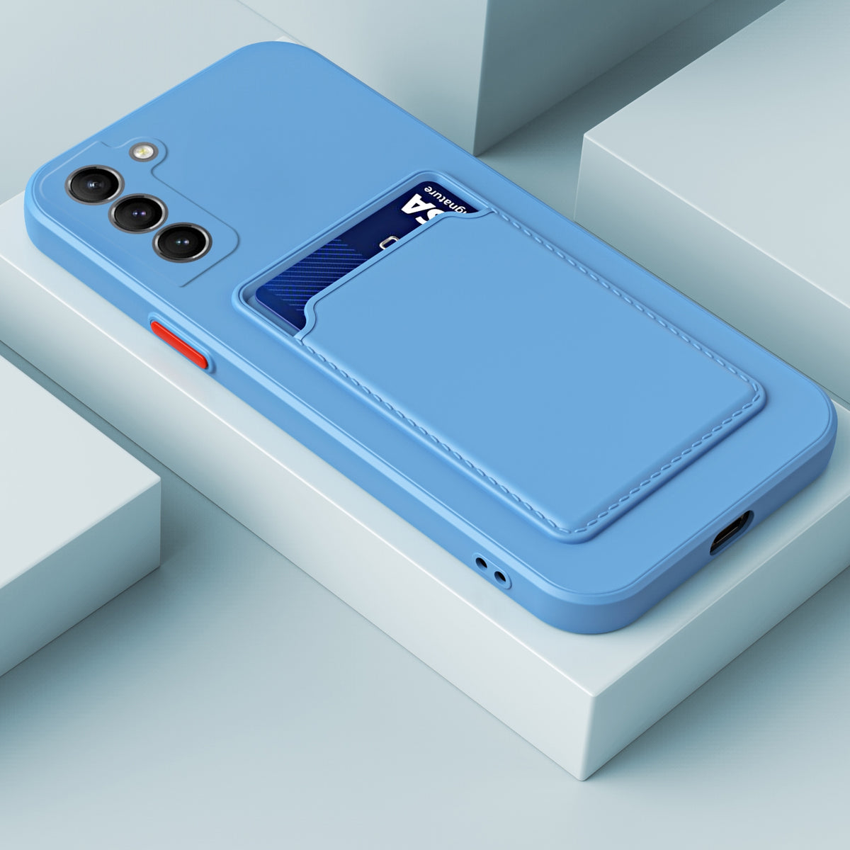 Coque porte-cartes bleu ciel pour Samsung Galaxy A13 et A34
