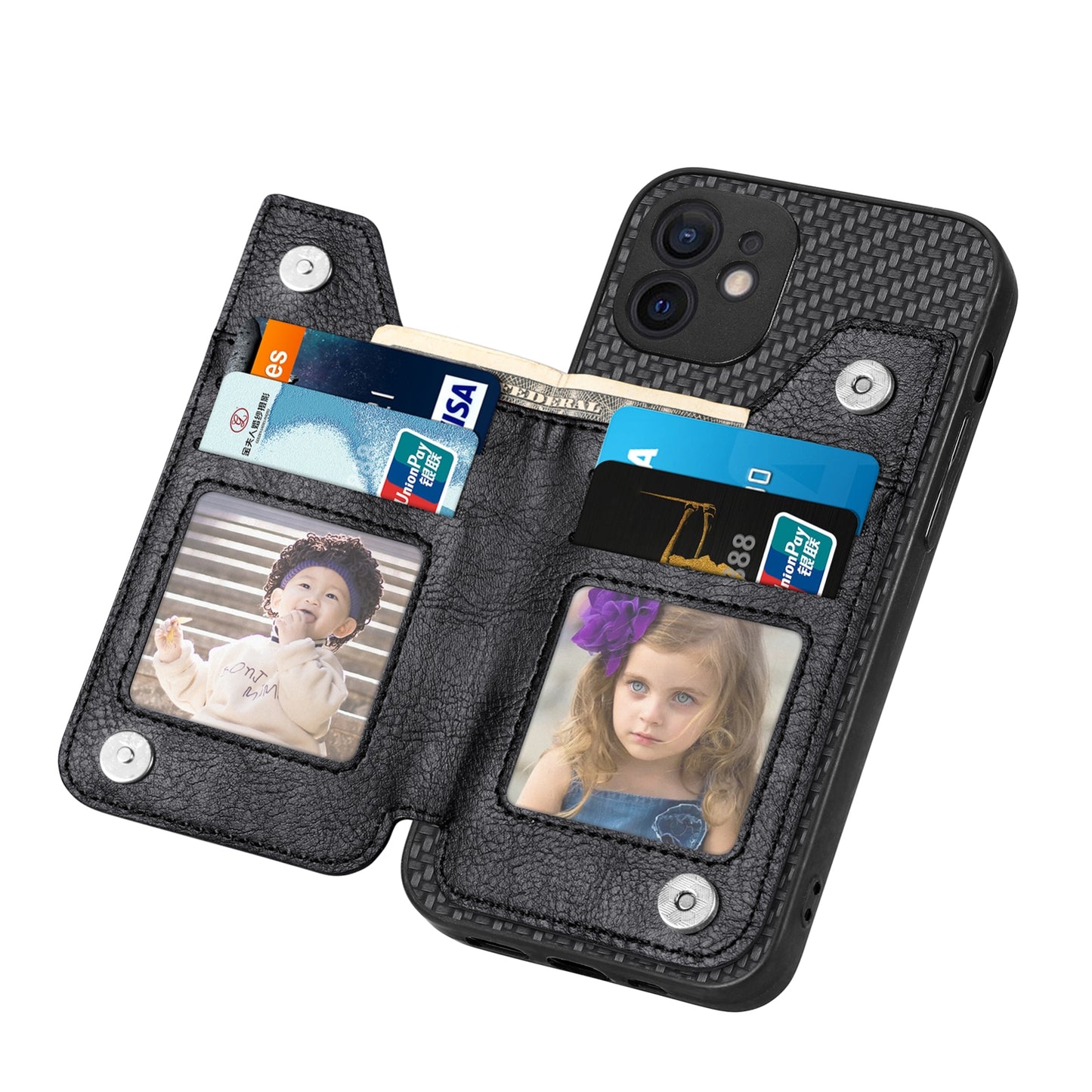 Coque Portefeuille à Fermeture Éclair pour iPhone 13 Mini