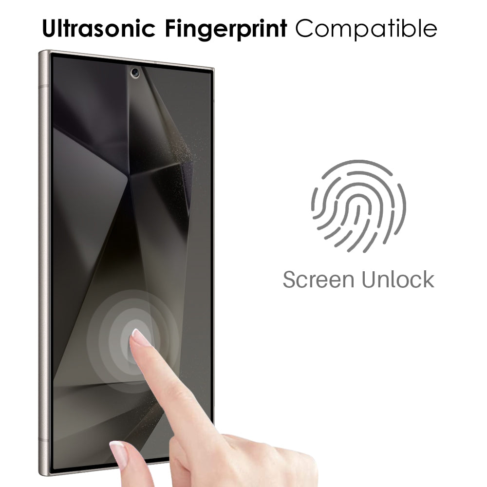 Protection d'écran Screenguard Samsung Galaxy S24+ 5G confidentialité prise en charge du déverrouillage par empreinte digitale