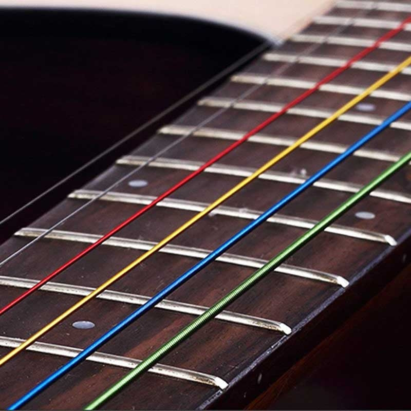 Cordes de Guitare Acoustique Multicolores – Jeu Complet 6 Cordes