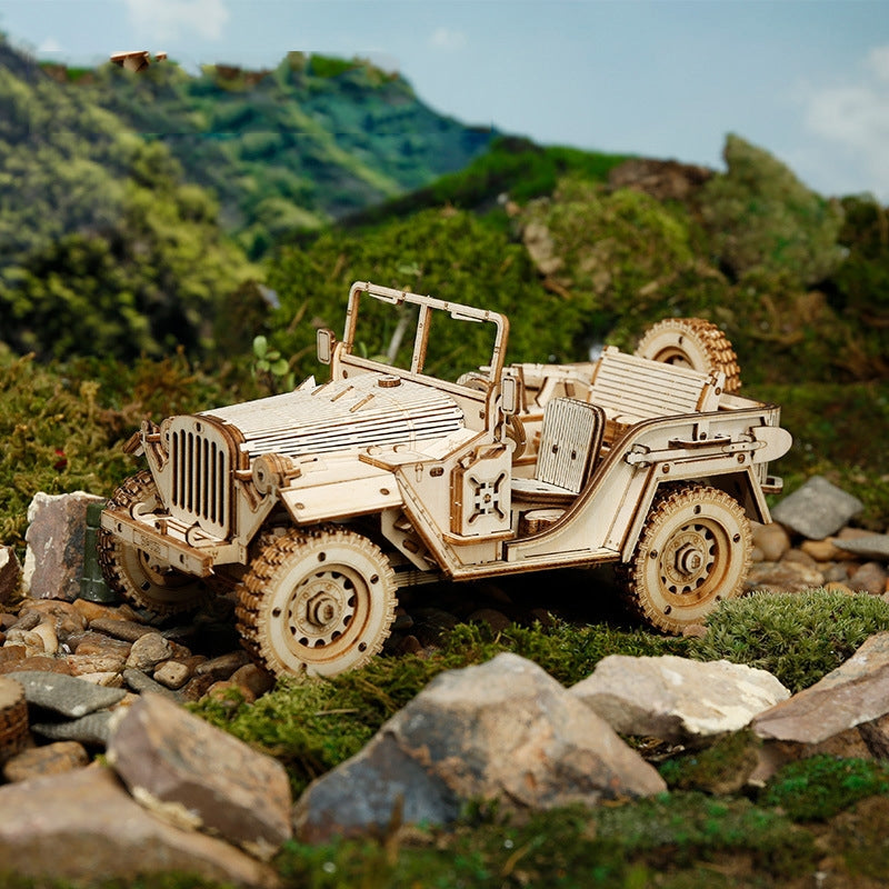 Puzzle 3D en Bois MC701 – Jeep Tout-Terrain à Construire (369 Pièces)