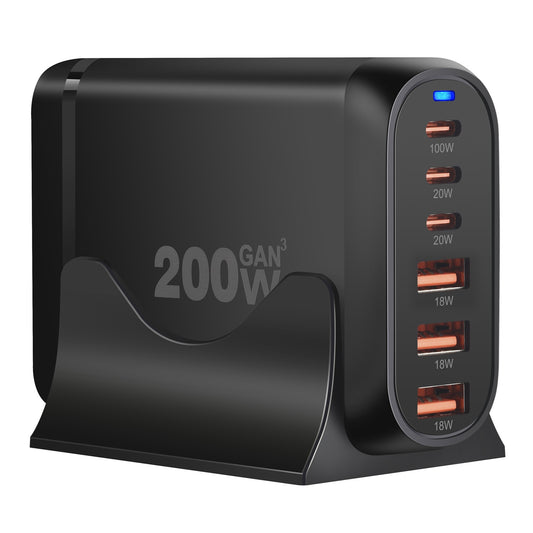 200W USB-C Ladestation – 6 Ports für Computer, Smartphone & Tablet
