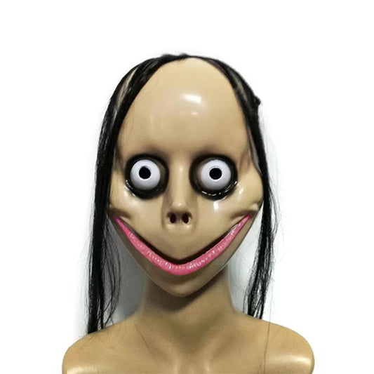 Halloween-Horrormaske mit langen Haaren