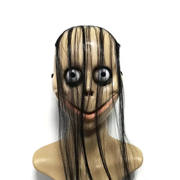 Halloween-Horrormaske mit langen Haaren