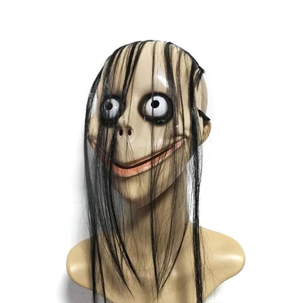 Halloween-Horrormaske mit langen Haaren