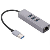 Adaptateur USB vers Ethernet RJ45 avec 3 ports USB 3.0