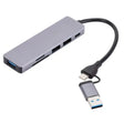 Hub USB-C 6 en 2 avec USB et lecteur de cartes