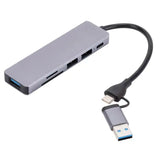 Hub USB-C 6 en 2 avec USB et lecteur de cartes