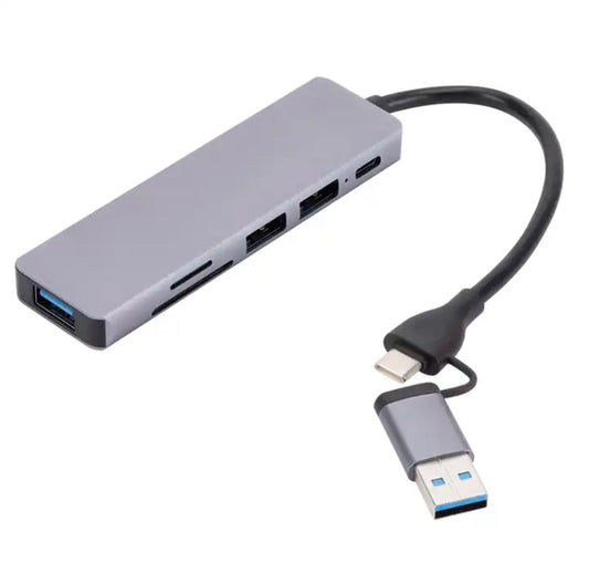 Adaptateur 6 en 2 : USB-C et USB vers USB-C,2 USB,SD,MICRO SD ET 1 USB 3.0
