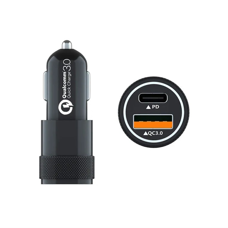 Chargeur voiture 2 USB-C et USB 30W
