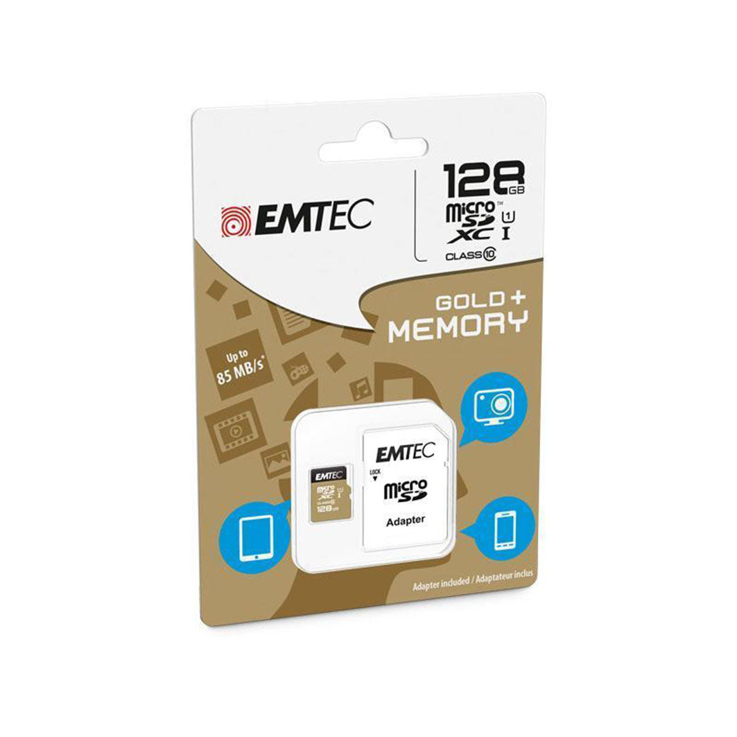 Carte mémoire MicroSDXC 128 Go EMTEC + Adaptateur – UHS-I 85MB/s Classe 10