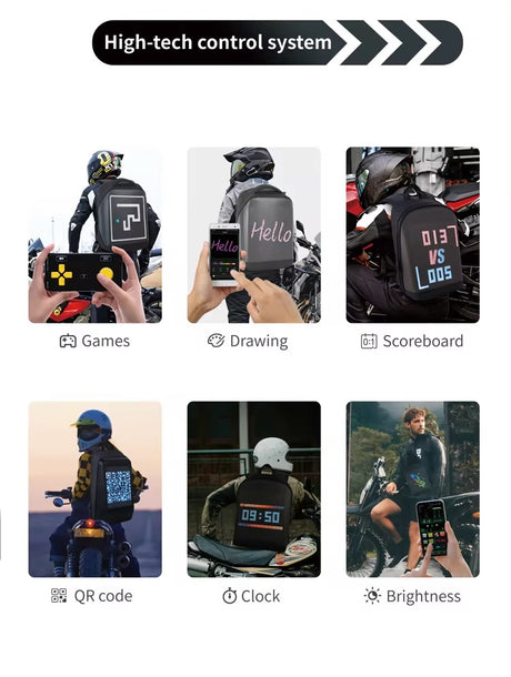 Sac à dos de moto avec écran LED – vue 6
