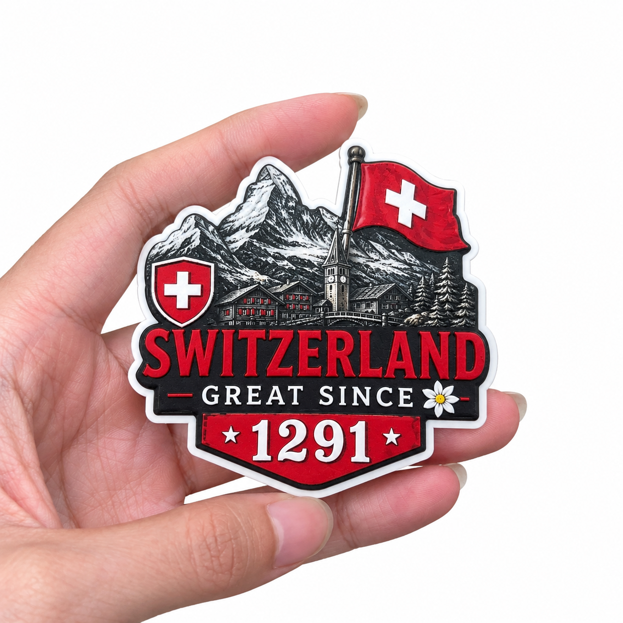3D Kühlschrankmagnet Schweiz aus Harz – Switzerland Great Since 1291