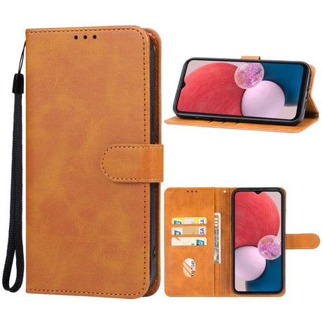 Étui portefeuille cuir PU marron pour Samsung Galaxy A14 5G