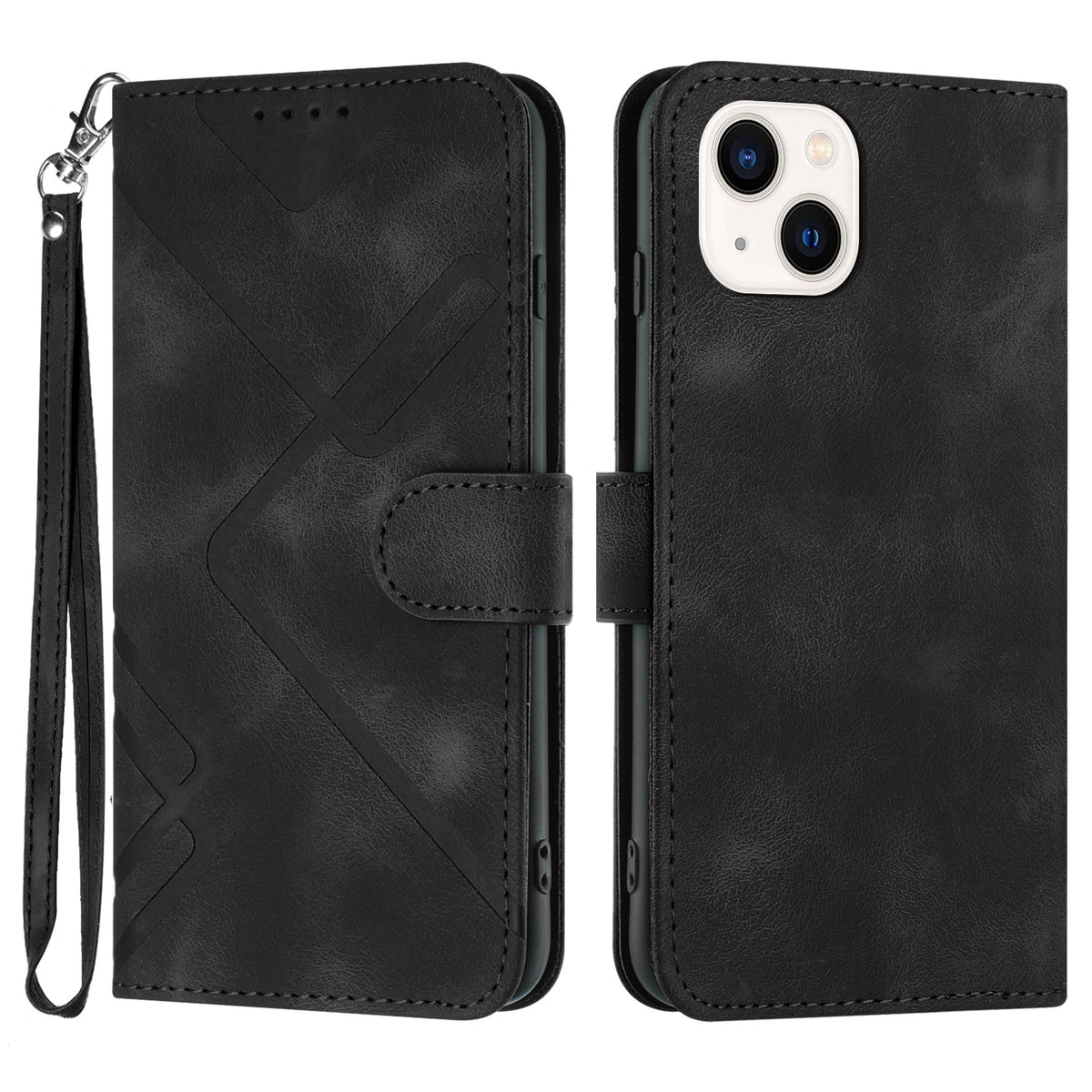 Étui portefeuille en cuir PU pour iPhone 14 et 15