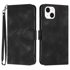 Étui portefeuille en cuir PU pour iPhone 14 et 15