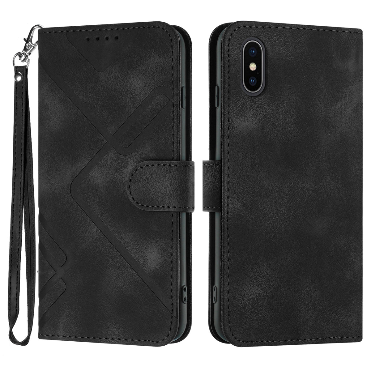 Étui portefeuille en cuir PU pour iPhone X, XS, XR et XS Max