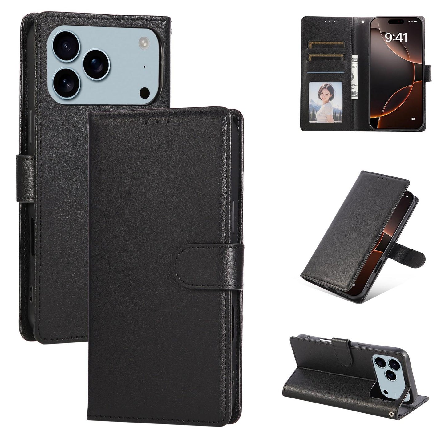 Étui en cuir avec porte-cartes pour iPhone 17 Pro
