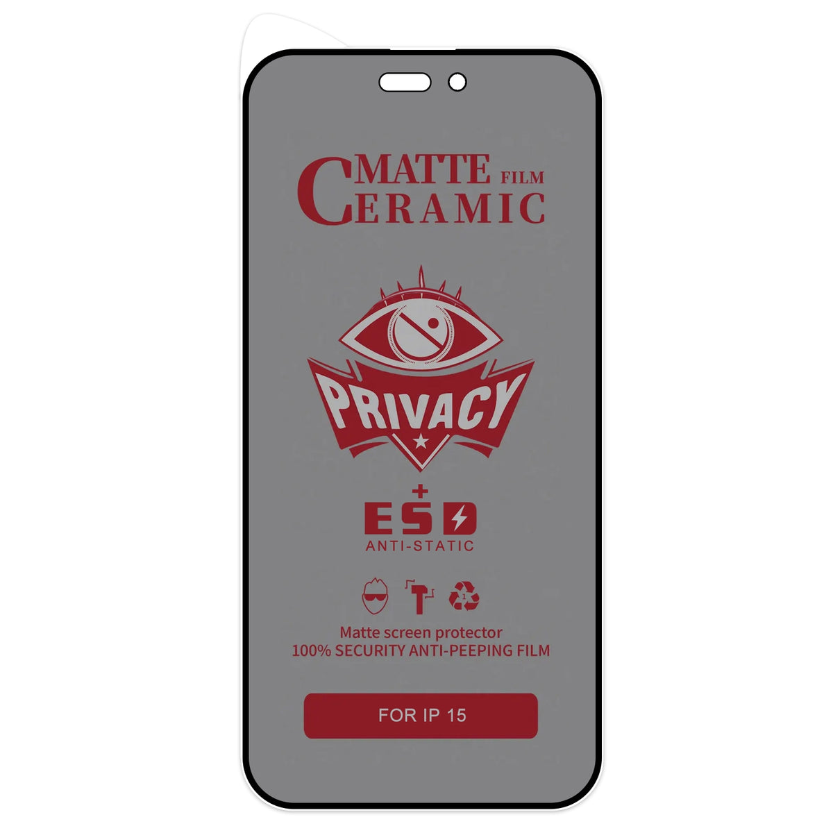 Verre trempé anti-espion pour iPhone 15 série – vue 2
