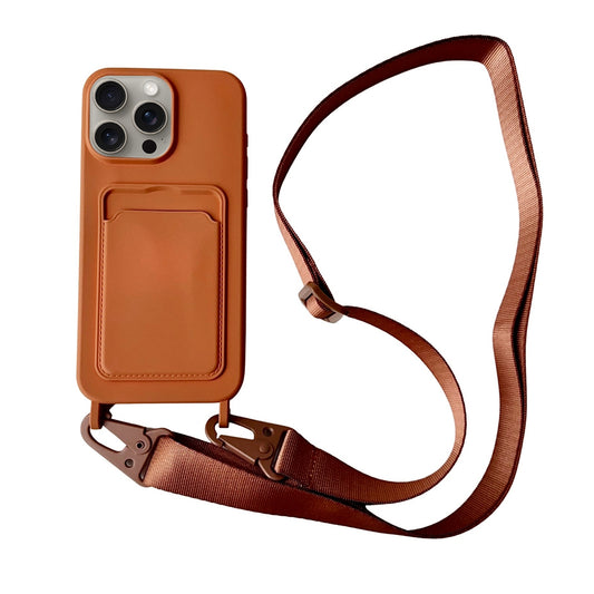 Coque pour iPhone 12 Pro Max avec fente pour carte avec lanière