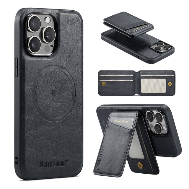 Étui à rabat magnétique en cuir pour iPhone