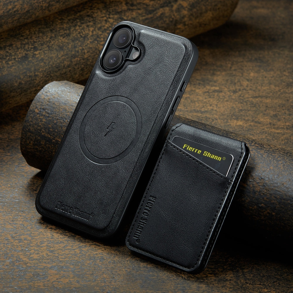 Étui à rabat magnétique en cuir pour iPhone 16 Plus