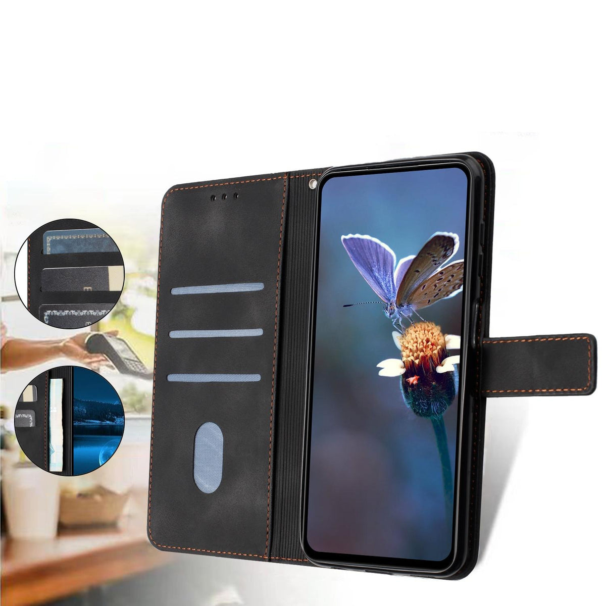 Étui portefeuille noir pour Samsung Galaxy A56 5G – vue 2