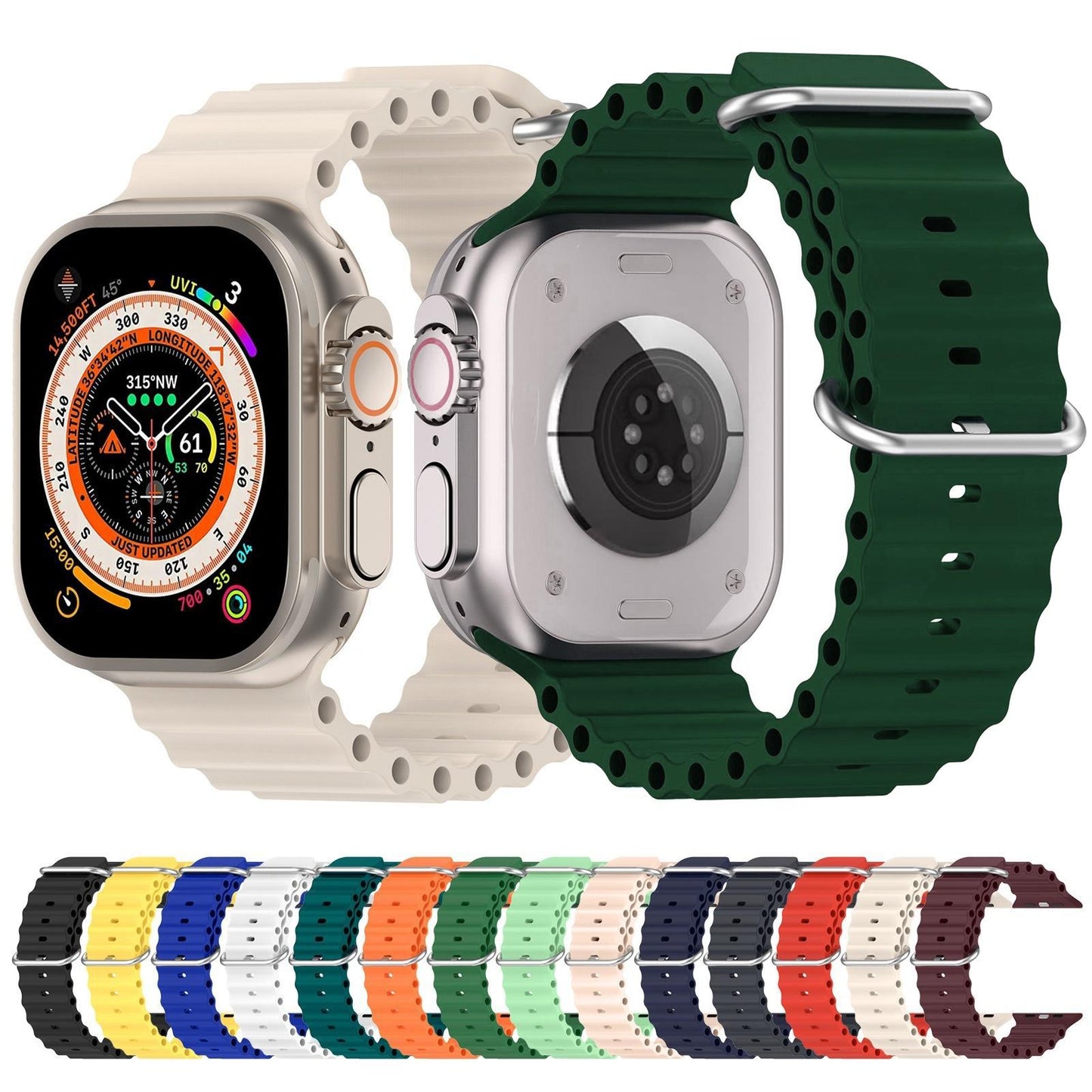 Bracelet en silicone Ocean pour Apple Watch – 42 mm / 41 mm / 40 mm / 38 mm