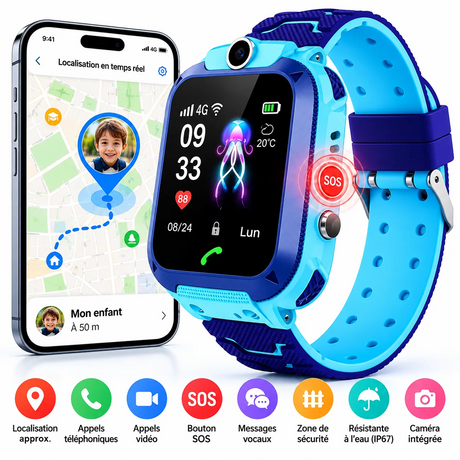 Montre connectée enfant avec bouton SOS et localisation