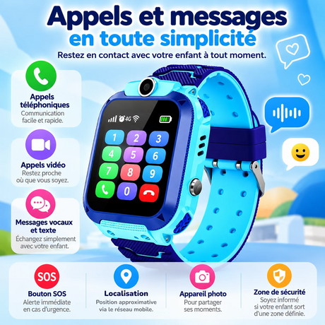 Montre connectée enfant pour appels et messages avec carte SIM 4G