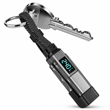 Câble de charge porte-clés USB-C / Lightning accroché à des clés