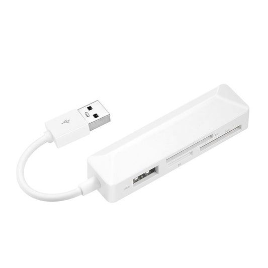 Lecteur de cartes mémoire USB 4-en-1 avec hub – CF, SD, MicroSD, MS