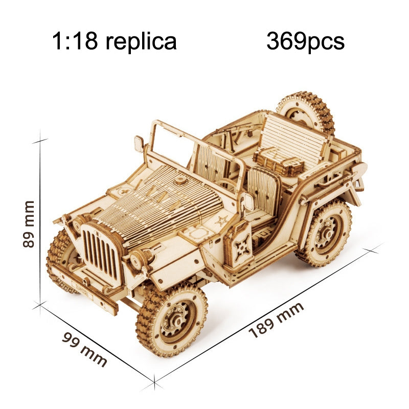 Puzzle 3D en Bois MC701 – Jeep Tout-Terrain à Construire (369 Pièces)