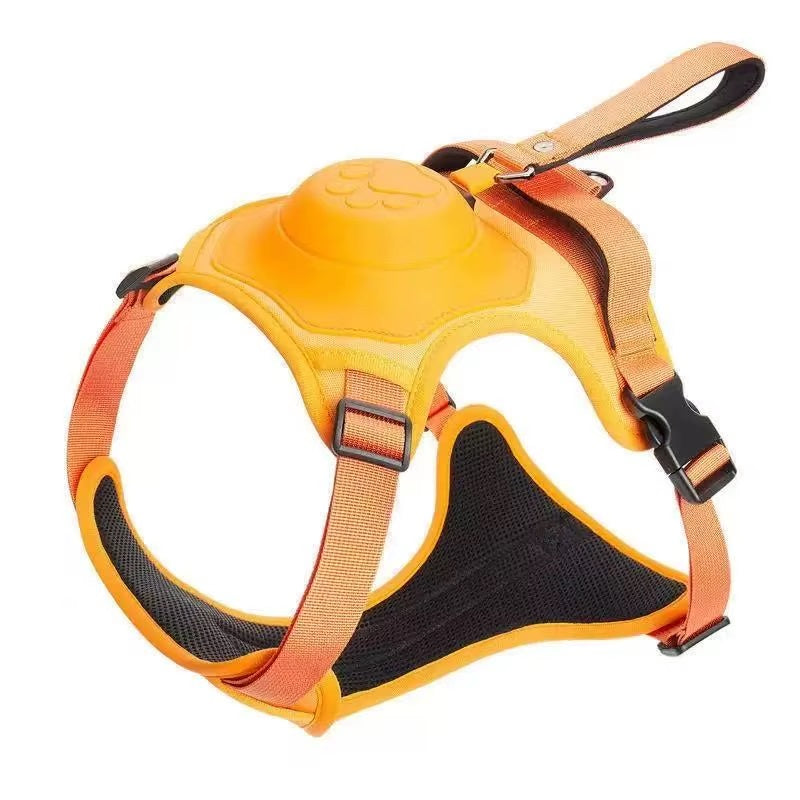 Dog harness with integrated retractable leash